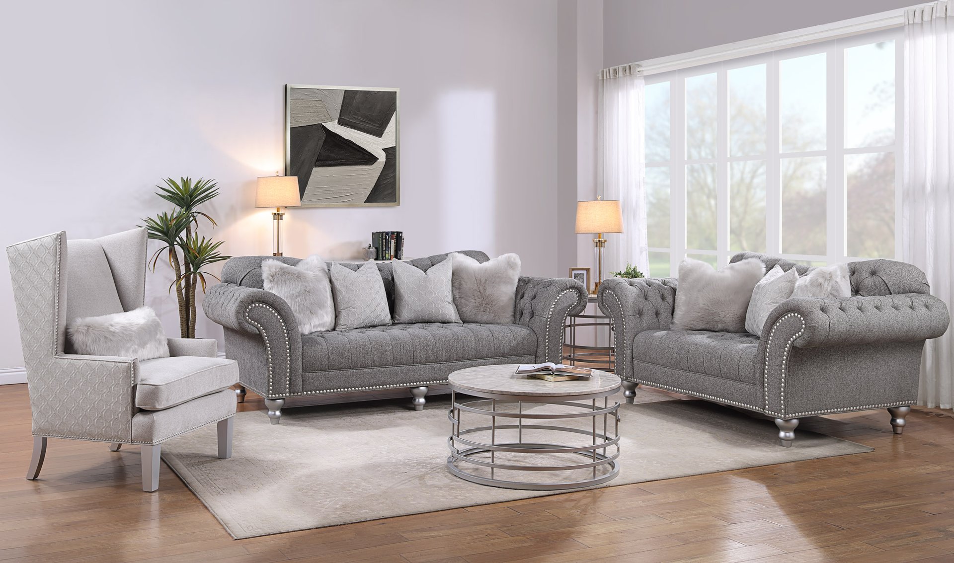 LORRAINE SOFA - PEWTER | Aria Designs, LLC.